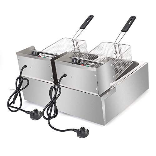 Gewerbliche Fritteuse 12L Elektrisches Fett mit Edelstahlkorb und oberer Abdeckung Intelligente Temperaturregelung Pommes Frites Maschine Einfach zu bedienen (12L) von Generic