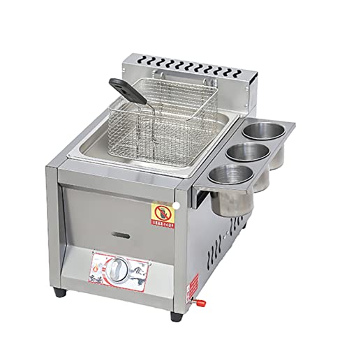 Gewerbliche Fritteuse 18L / 26L Desktop Großes Propangas, leichtes Edelstahl-LPG Hühnchen und Pommes mit großer Kapazität Außengas, doppelt mit Korb und Deckel (8L W Gewerbliche Fritteuse 18L / 26L Desktop Großes Propangas, leichtes Edelstahl-LPG Hühnchen und Pommes mit großer Kapazität Außengas, doppelt mit Korb und Deckel (8L W von Generic