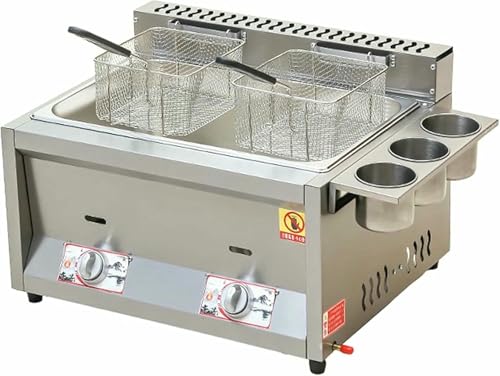 Gewerbliche Fritteuse Gas, Arbeitsplattengas mit Korb und spritzwassergeschütztem Deckel, einstellbare Feuerkraft, für Restaurant Home Kitchen~/ von Generic