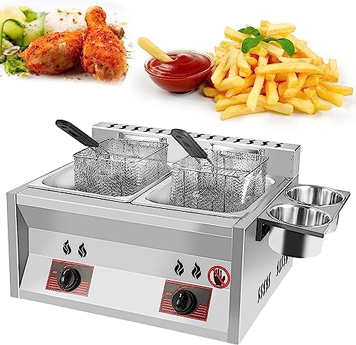 Gewerbliche Fritteuse Gas - Edelstahl-Arbeitsplatte LPG mit Korb und Gewürzwanne für das Kochen im Freien, ideal für Pommes frites in der heimischen Küche und in Restaurants von Generic