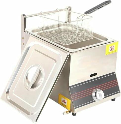 Gewerbliche Fritteuse Professionelles Gas, 6L / 12L Edelstahl-Hähnchenchip mit Korbschaufel, für Restaurant Home Kitchen~/ von Generic
