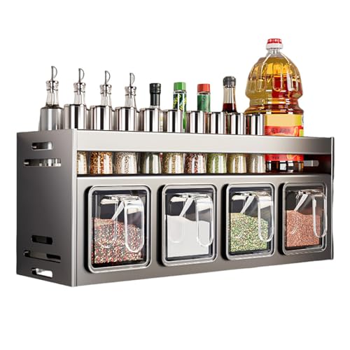Gewürzregal Wandmontage, Wandmontiertes Gewürzregal mit 5 Gewürzdosen, Küchengewürz-Organizer für Gläser, Gewürzregal für die Küche, Gewürzständer für Speisekammer und Schrank,4 Grids Gewürzregal Wandmontage, Wandmontiertes Gewürzregal mit 5 Gewürzdosen, Küchengewürz-Organizer für Gläser, Gewürzregal für die Küche, Gewürzständer für Speisekammer und Schrank,4 Grids von Generic