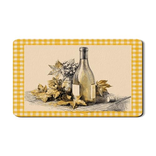 Gingham-Abtropfmatten für Küchentheke, gelb kariert, saugfähig, Gummi, Herbst-PU-Leder, Abtropfunterlage für Kaffeebar, 30,5 x 50,8 cm von Generic