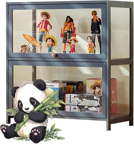 Glas Acryl vitrine, Glasvitrine, Wohnzimmer Vitrine, Vitrine, widerstandsfähig, versiegelt und staubdicht Struktur, geeignet für Verschiedene Szenarien,N(Size:73x80x33cm(2 Tier),Color:Gray A) von Generic