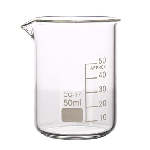 Glas-Messbecher Set, Niedriges Glasbecher-Set, Borosilikatglas Mit Graduierung Und Skala Zum Messen Von Flüssigkeiten In Küche Und Labor, 3 Stück (17 Größen 5-5000ml)(50ml) von Generic