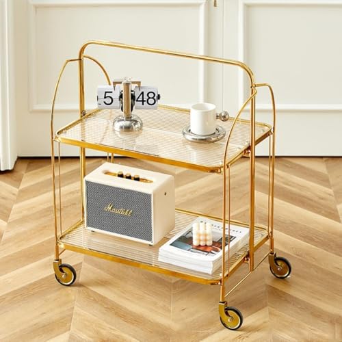 Glas Rollwagen Lagerung Mobiler Esswagen 2-stöckiger Aufbewahrungsorganisator, Badezimmer Aufbewahrungsregale Einheit Mit Rädern, Sofa Beistelltisch Multifunktionaler Servierwagen, Gold Shelf Glas Rollwagen Lagerung Mobiler Esswagen 2-stöckiger Aufbewahrungsorganisator, Badezimmer Aufbewahrungsregale Einheit Mit Rädern, Sofa Beistelltisch Multifunktionaler Servierwagen, Gold Shelf von Generic