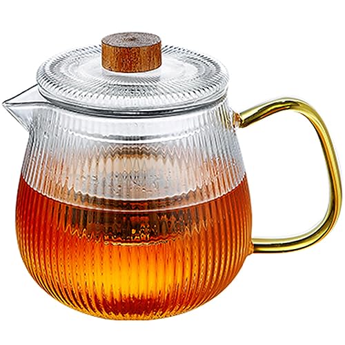 Glas-Teekanne, hochtemperaturbeständig, hohe Kapazität, Filter, Tee-Wasser-Trennung, Büro, Blumen-Tee-Brau-Teekanne(800ml) von Generic