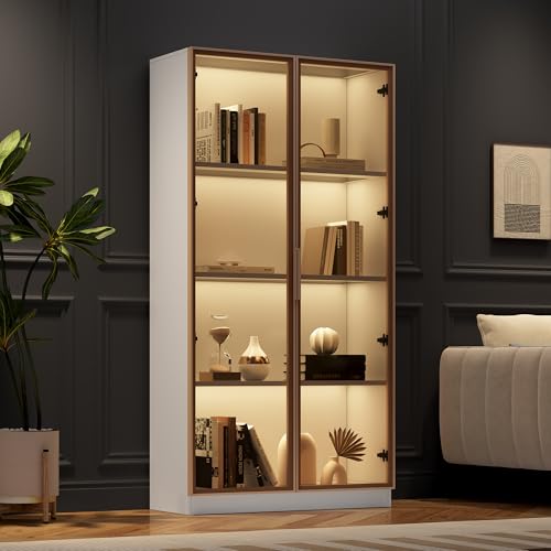 Glasvitrine mit LED-Beleuchtung Doppeltürige Hochschränke mit beweglichen Einlegeböden Standvitrine 80x40x160 cm für Wohnzimmer Lagerschränke Eckschrank Weiß 80x40x160cm Glasvitrine mit LED-Beleuchtung Doppeltürige Hochschränke mit beweglichen Einlegeböden Standvitrine 80x40x160 cm für Wohnzimmer Lagerschränke Eckschrank Weiß 80x40x160cm von Generic