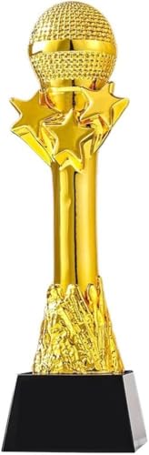 Gold, Silber Und Bronze Fünf-Sterne-mikrofon-trophäe Host Speech Contest Mikrofon-trophäe Bester Sänger Gesangswettbewerb Champion-Preis Ehren-trophäe, Gold, 8 * 29cm von Generic