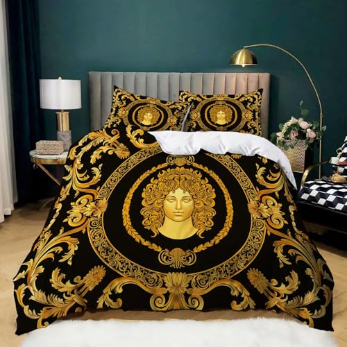 Gold Bettbezug Barocker Medusenkopf Bedruckter Bettbezug Für Paar Teen Weiche Tagesdeck 220 x 240 cm Bettwäsche-Set mit 2 Kissenbezug 80 x 80 cm Gold Bettbezug Barocker Medusenkopf Bedruckter Bettbezug Für Paar Teen Weiche Tagesdeck 220 x 240 cm Bettwäsche-Set mit 2 Kissenbezug 80 x 80 cm von Generic
