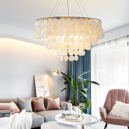Gold Kronleuchter Loft Moderne Weiße Natürliche Muschel Pendelleuchten E26 Led Shell Deckenbeleuchtung Für Esszimmer Wohnzimmer Küche Schlafzimmer, 80CM Gold Kronleuchter Loft Moderne Weiße Natürliche Muschel Pendelleuchten E26 Led Shell Deckenbeleuchtung Für Esszimmer Wohnzimmer Küche Schlafzimmer, 80CM von Generic