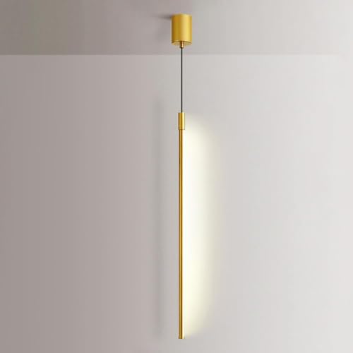 Gold Lineare Pendelleuchte Langer Streifen Hängende Deckenleuchte Minimalistischer Kronleuchter Goldene Wohnzimmerleuchte Led-pendelleuchten Für Schlafzimmer Flur Hotel Büro, Natural White, 100cm von Generic