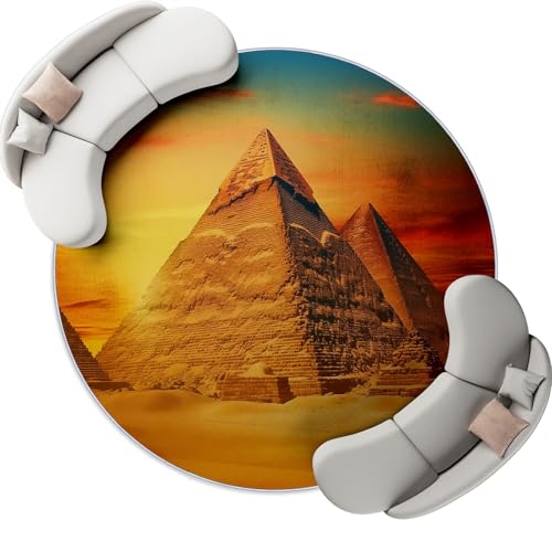 Gold Waschbarer Runder Teppiche 100 cm Weicher Runder Teppich Rutschfester, Tradition Ägypten Pyramiden Wüste Bedruckter Teppich Für Wohnzimmer Esszimmer Schlafzimmer Flächenteppich Gold Waschbarer Runder Teppiche 100 cm Weicher Runder Teppich Rutschfester, Tradition Ägypten Pyramiden Wüste Bedruckter Teppich Für Wohnzimmer Esszimmer Schlafzimmer Flächenteppich von Generic