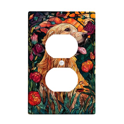 Golden Dog Lichtschalter-Abdeckplatten / Steckdosenabdeckungen, lebendiges Blumendesign für Heimdekoration, Thermoplastische Wandplatten, Standardgröße, Einzel-Duplex-Steckdose Golden Dog Lichtschalter-Abdeckplatten / Steckdosenabdeckungen, lebendiges Blumendesign für Heimdekoration, Thermoplastische Wandplatten, Standardgröße, Einzel-Duplex-Steckdose von Generic