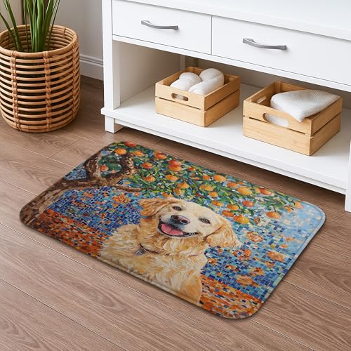 Golden Retriever Badematte, künstlerisches Mosaik-Hundeporträt, saugfähig, rutschfest, Duschvorleger, saisonaler Tierliebhaber, Heimdekoration, 40,6 x 61 cm Golden Retriever Badematte, künstlerisches Mosaik-Hundeporträt, saugfähig, rutschfest, Duschvorleger, saisonaler Tierliebhaber, Heimdekoration, 40,6 x 61 cm von Generic