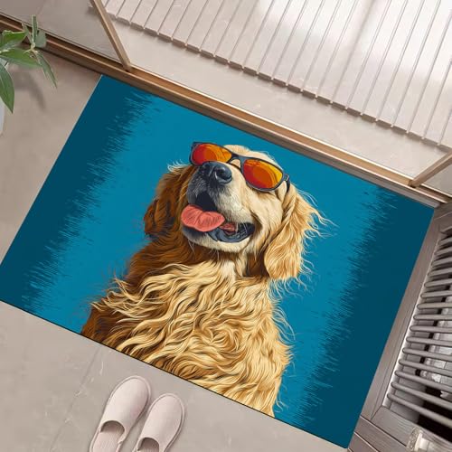 Golden Retriever Fußmatte - rutschfeste Schmutzfangmatte Blau Für Innen, Fußabtreter Süße Tiere Für Flur, Eingangsbereich & Überdachten Außenbereich - 45 X 75 cm Golden Retriever Fußmatte - rutschfeste Schmutzfangmatte Blau Für Innen, Fußabtreter Süße Tiere Für Flur, Eingangsbereich & Überdachten Außenbereich - 45 X 75 cm von Generic