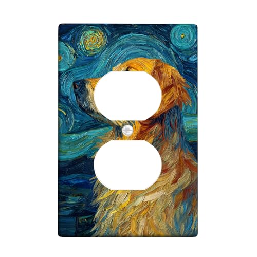 Golden Retriever Lichtschalter-Abdeckplatte, Sternennacht inspiriertes Design, dekorative Wandakzente, Thermoplast, Standard-Größe, Einzel-Duplex-Steckdose Golden Retriever Lichtschalter-Abdeckplatte, Sternennacht inspiriertes Design, dekorative Wandakzente, Thermoplast, Standard-Größe, Einzel-Duplex-Steckdose von Generic