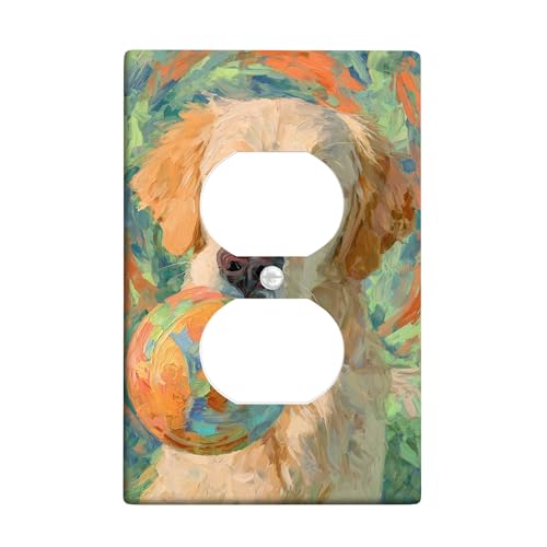 Golden Retriever Lichtschalter-Abdeckplatte/Steckdosenabdeckungen, buntes Tier-Design für Heimdekoration, thermoplastische Wandplatten, Standardgröße, Einzel-Duplex-Steckdose Golden Retriever Lichtschalter-Abdeckplatte/Steckdosenabdeckungen, buntes Tier-Design für Heimdekoration, thermoplastische Wandplatten, Standardgröße, Einzel-Duplex-Steckdose von Generic
