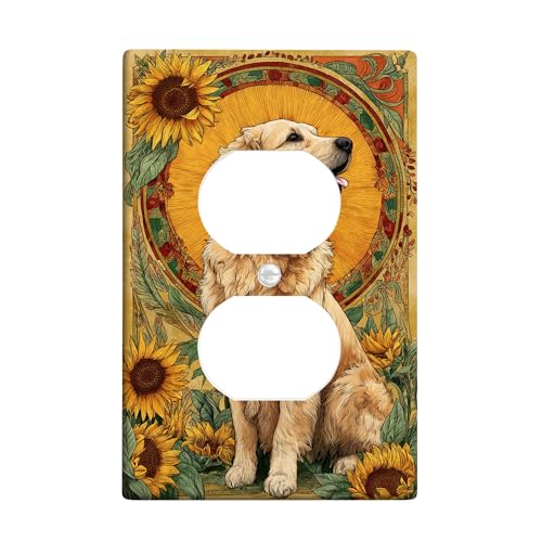 Golden Retriever Lichtschalter-Abdeckplatten/Steckdosenabdeckungen, Sonnenblumen-Design für Wohnkultur, Thermoplastische Wandplatten, Standardgröße, Einzel-Duplex-Steckdose Golden Retriever Lichtschalter-Abdeckplatten/Steckdosenabdeckungen, Sonnenblumen-Design für Wohnkultur, Thermoplastische Wandplatten, Standardgröße, Einzel-Duplex-Steckdose von Generic