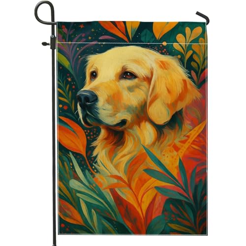 Goldene Herbst-Gartenflagge, bunte Blätter, florales Heimdekor-Banner, doppelseitige Jute-Hofflagge, Outdoor-Rasendekoration, 30,5 x 45,7 cm von Generic