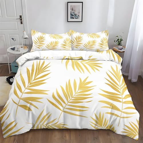 Goldene Palmblätter Bettbezug Set 180x200 cm für Kinder Gold Bettwäsche Jungen Mädchen Weich Atmungsaktiv Microfaser Betten Set mit Reißverschluss Goldene Palmblätter Bettbezug Set 180x200 cm für Kinder Gold Bettwäsche Jungen Mädchen Weich Atmungsaktiv Microfaser Betten Set mit Reißverschluss von Generic