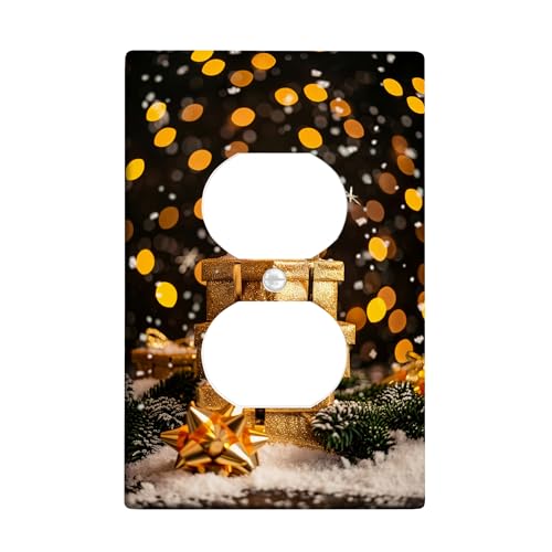Goldene Weihnachts-Lichtschalter-Abdeckplatten/Steckdosenabdeckungen, festliche Feiertagsdekoration für Wandakzente, Thermoplastische Wandplatten, Standardgröße, Einzel-Duplex-Steckdose Goldene Weihnachts-Lichtschalter-Abdeckplatten/Steckdosenabdeckungen, festliche Feiertagsdekoration für Wandakzente, Thermoplastische Wandplatten, Standardgröße, Einzel-Duplex-Steckdose von Generic