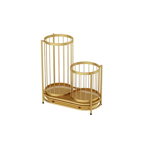 Goldener runder Regenschirmhalter mit Tropfschale - hohles Design, ideal für kleine und große Regenschirme, Billardwarteschlangen, Baseballschläger und Kinderspielzeug - kompakte Größe von Generic