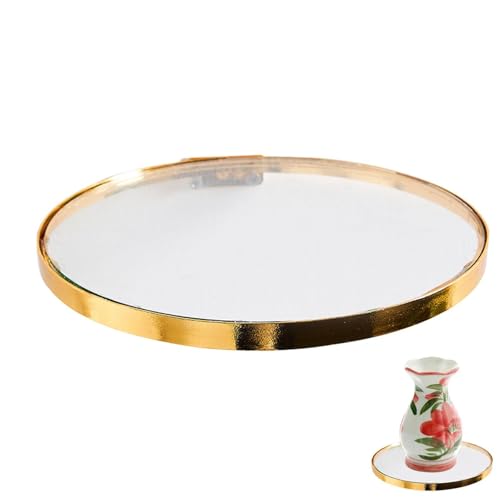Goldenes Wandregal – dekorative schwimmende Anzeigeplattform | Akzentplatte aus Glas, rund, Wand-Organizer, wiederverwendbar, Halterung für Waschtisch in der Küche, Badezimmer, von Generic