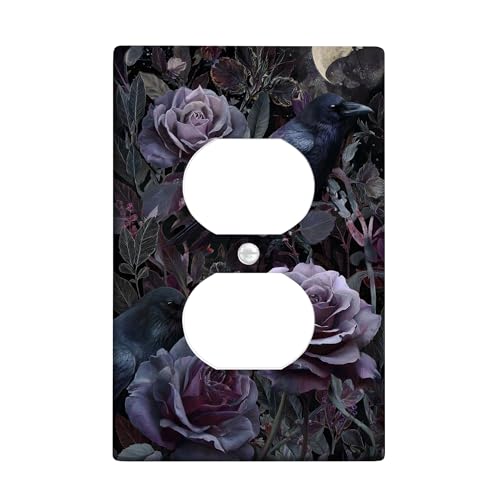 Gothic Rose Lichtschalter-Abdeckplatten/Steckdosenabdeckungen, dunkelviolettes Blumen-Design für Wanddekoration, Thermoplastische Wandplatten, Standardgröße, Einzel-Duplex-Steckdose Gothic Rose Lichtschalter-Abdeckplatten/Steckdosenabdeckungen, dunkelviolettes Blumen-Design für Wanddekoration, Thermoplastische Wandplatten, Standardgröße, Einzel-Duplex-Steckdose von Generic