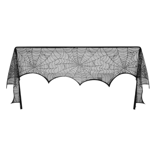 Gotischer Stil Tischläufer - Schwarze Spinnennetz Halloween Tischschmuck | Kaminuntersetzer für Geisterhäuser & Horrorparty von Generic