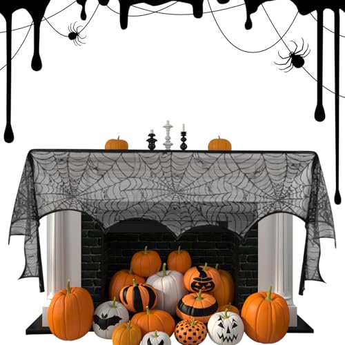 Gotisches Tischset - Dekoration Tischdecken Halloween Spinnennetz Schwarz für Bar Restaurant Haus Hochzeit Gothic Erntefest von Generic