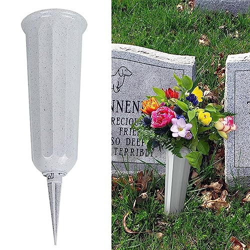 Grabvase mit Erdspieß Kunststoff Grabschmuck Friedhofsvase mit Erdspieß Friedhof Blumenvase Grabdekoration Grabschmuck Grab Vase Grabsteckvase von Generic