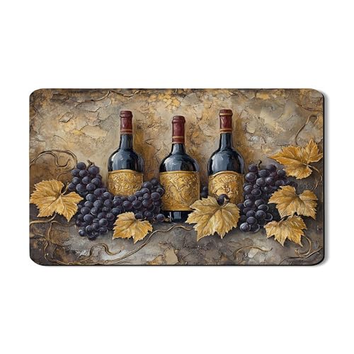 Grapevine Abtropfmatten für Küchentheke, rustikaler Vintage-Stil, saugfähiges Gummi-Abtropfgestell, Herbsternte, PU-Leder-Trockenunterlage für Küchenthekenschutz, 30,5 x 50,8 cm von Generic