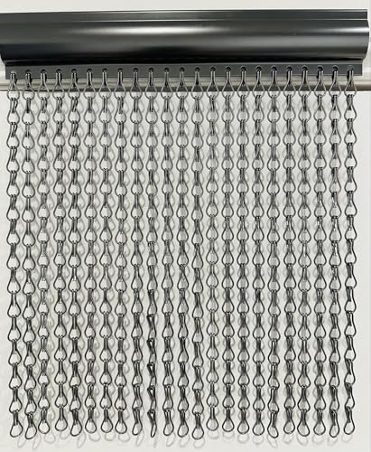 Grau Aluminium Kettenvorhang Metall Türvorhang Insektenschutz Doppelhaken Silber - Extra Breit - 120cm x 210cm von Generic