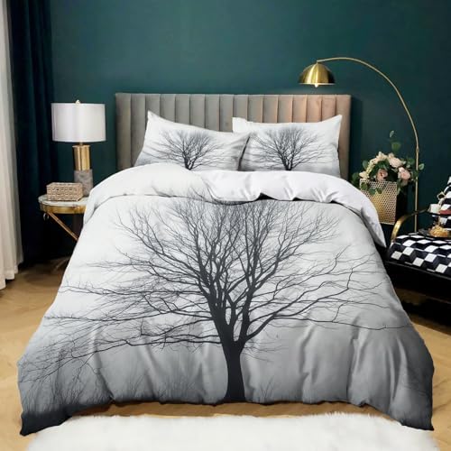 Grau Bettwäsche Set 3 Teilig 200 x 200 cm, Weiche Mikrofaser Bettbezüge - Dichtes Geäst Im Winter Bettbezug mit 2 Kissenbezug Pflegeleicht für Jugendliche Kind Junge Mädchen Grau Bettwäsche Set 3 Teilig 200 x 200 cm, Weiche Mikrofaser Bettbezüge - Dichtes Geäst Im Winter Bettbezug mit 2 Kissenbezug Pflegeleicht für Jugendliche Kind Junge Mädchen von Generic