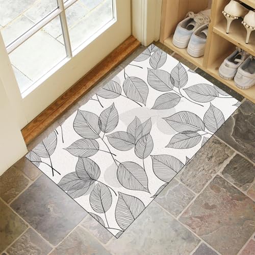 Graue Blätter Fußmatte 50 X 80 cm, Linienpflanzentürmatte Außen & Innen, rutschfest Fußmatte, Absorbierend Fussmatte, Türmatte Eingangsteppich Für Haustür & Flur, Hellgrau Graue Blätter Fußmatte 50 X 80 cm, Linienpflanzentürmatte Außen & Innen, rutschfest Fußmatte, Absorbierend Fussmatte, Türmatte Eingangsteppich Für Haustür & Flur, Hellgrau von Generic