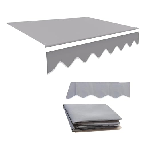 Grauer Ausfahrbare Markise mit Volant (ohne Rahmen), Stoff Außen Markisenstoff für Türen, Fenster, Geschäfte und Restaurants, Ersatz for Terrassenmarkisenstoff(700x200cm(23x6.5ft)) von Generic