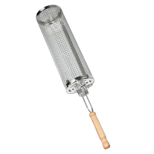 Griller Käfig aus Edelstahl - Grillkorb BBQ, Grillnetzrohr BBQ Rolling Cage | Edelstahlnetz -Grillzylinderkäfig für Garnelenfleischgemüse Griller Käfig aus Edelstahl - Grillkorb BBQ, Grillnetzrohr BBQ Rolling Cage | Edelstahlnetz -Grillzylinderkäfig für Garnelenfleischgemüse von Generic