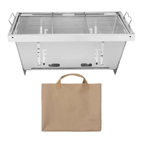 Grills für die Küche im Freien, tragbarer Campinggrill | höhenverstellbarer faltbarer Grillrost aus Edelstahl - Holzkohlegrill für Grill mit Griffen Werkzeugset von Generic