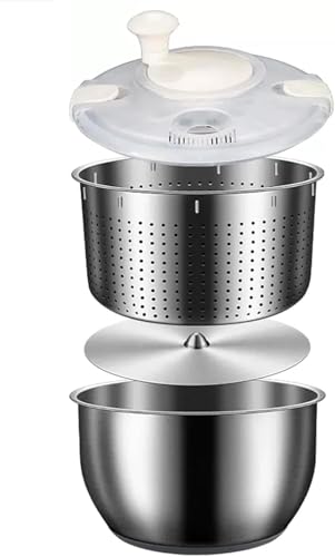 Große 6l Salatschleuder Edelstahl Gemüsewaschmaschine Trockner Geschirrspüler Küchengeräte Für Obstwaschmaschine, Pasta Und Pommes Frites Schleuderer Große 6l Salatschleuder Edelstahl Gemüsewaschmaschine Trockner Geschirrspüler Küchengeräte Für Obstwaschmaschine, Pasta Und Pommes Frites Schleuderer von Generic