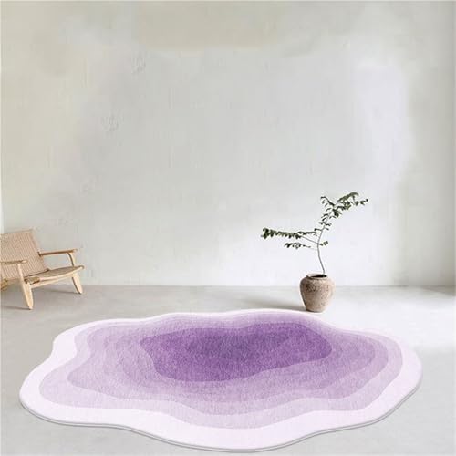Große Fläche Teppiche Für Schlafzimmer Wohnzimmer Dekoration Geformten Teppich Unregelmäßige Plüsch Lounge Teppich Verdickte Waschbare Bodenmatte(Lila,60x90cm) von Generic