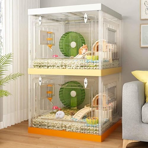 Große Glashamster Käfig Häuser Chinchilla Häuser Hochtransparentes Pp Material Eichhörnchen/Eidechse/Schildkröte/Huhn Rutine 5 Stück Set, D-Double-Layer 6-Piece Set von Generic