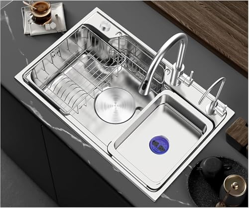 Große Silberne Küchenspüle, Küchenspüle Aus Edelstahl 304 Mit Ausziehbarem Wasserhahn, Trinkhahn, Ablassknopf Und Abflussset, Multifunktionale Arbeitsplatzspüle, Nanobesch, One Color, 75x48x21cm Große Silberne Küchenspüle, Küchenspüle Aus Edelstahl 304 Mit Ausziehbarem Wasserhahn, Trinkhahn, Ablassknopf Und Abflussset, Multifunktionale Arbeitsplatzspüle, Nanobesch, One Color, 75x48x21cm von Generic