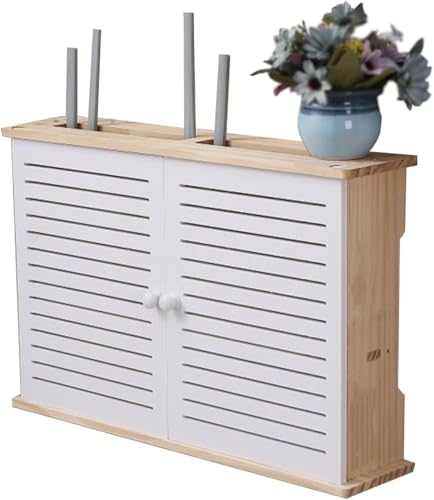 Große WiFi Router Aufbewahrungsbox Router Regal Wandhalterung, Wireless Router Rack, Router Organizer, Hider Cord Management Container Kreatives Weiß Dekoratives Floating Rack, 38 * 9 * 26cm von Generic