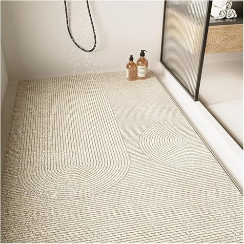 Große rutschfeste Duschmatte - Komfortable Weiche Badematte Mit Abflussloch, Anti-schimmel, Waschbar Und Schnell Trocknend, Fußmassage-Design, Orange, 120x180cm von Generic