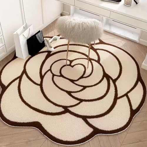 Großer Bereich Teppiche Für Wohnzimmer Schlafzimmer, Floral Unregelmäßige Moderne Indoor-Teppichboden, Haustierfreundlich(Braun,60cmx60cm) von Generic