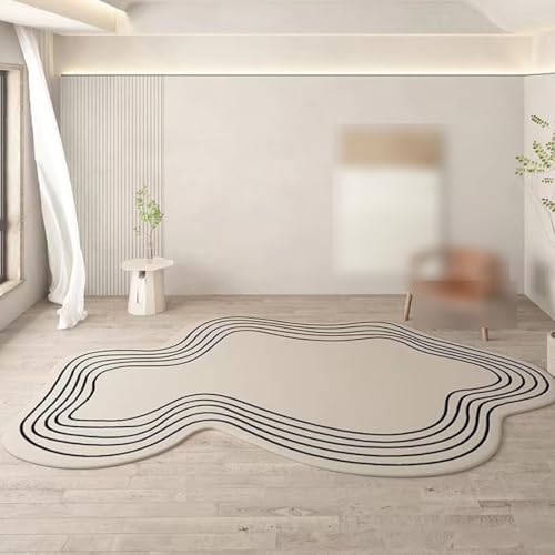 Großer Flächenteppich, Moderner Teppich, Waschbare Fußmatte Für Wohnzimmer, Schlafzimmer, Nachttisch Unregelmäßige Fußmatten Für Den Innenbereich(Beige A,120x160cm) von Generic