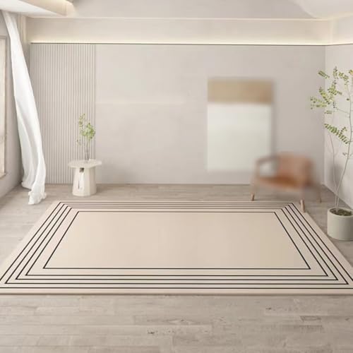 Großer Flächenteppich, Moderner Teppich, Waschbare Fußmatte Für Wohnzimmer, Schlafzimmer, Nachttisch Unregelmäßige Fußmatten Für Den Innenbereich(Beige D,120x160cm) von Generic
