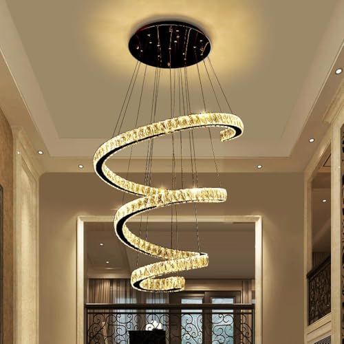 Großer Kristall-kronleuchter Für Hohe Decke Spirale Moderne Runde Große Led Pendelleuchte Verstellbar Lange Foyer Kronleuchter Für Treppe Eingangsbereich Wohnzimmer Esszimmer K, 3000k Großer Kristall-kronleuchter Für Hohe Decke Spirale Moderne Runde Große Led Pendelleuchte Verstellbar Lange Foyer Kronleuchter Für Treppe Eingangsbereich Wohnzimmer Esszimmer K, 3000k von Generic