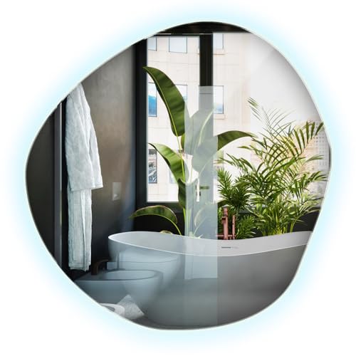 Großer LED Spiegel Kaltweiß 95.7x96.6cm Wolkenform | Rahmenloses Design für Bad, Wohnzimmer, Flur | Unverwechselbarer Look | Zeitlos & modern von Generic